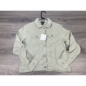 Jones New York 100% Linen Jones & Co. Green  Women's Jacket Size Small NWT
